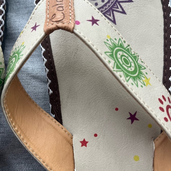 Women's Calceo Colorful Sun Bohemian Vegan Turkish Flip Flops, Size 37/6.5 - Picture 7 of 8